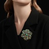 image:imageCrystal Flower Brooch Retro Elegant Colorful Rhinestone Brooch Pin for Wedding Party Clothing Hat Bag AccessoryA green