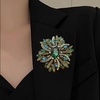 image:imageCrystal Flower Brooch Retro Elegant Colorful Rhinestone Brooch Pin for Wedding Party Clothing Hat Bag AccessoryA green