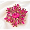 image:imageCrystal Flower Brooch Retro Elegant Colorful Rhinestone Brooch Pin for Wedding Party Clothing Hat Bag AccessoryA hot pink
