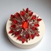 image:imageCrystal Flower Brooch Retro Elegant Colorful Rhinestone Brooch Pin for Wedding Party Clothing Hat Bag AccessoryA red