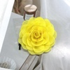 image:imageDainty Chiffon Fabric Flower Small Brooch for Women Elegant 3D Rose Floral Hair Clip Lapel Pins for Dresses Suit Holiday Party Dance Banquet Clothing Accessory Jewelry 85mm Teal BlueYellow