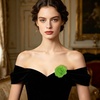 image:imageDainty Chiffon Fabric Flower Small Brooch for Women Elegant 3D Rose Floral Hair Clip Lapel Pins for Dresses Suit Holiday Party Dance Banquet Clothing Accessory Jewelry 85mm Teal BlueFluorescent Green
