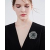 image:imageDainty Chiffon Fabric Flower Small Brooch for Women Elegant 3D Rose Floral Hair Clip Lapel Pins for Dresses Suit Holiday Party Dance Banquet Clothing Accessory Jewelry 85mm Teal BlueGrey