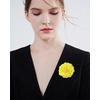 image:imageDainty Chiffon Fabric Flower Small Brooch for Women Elegant 3D Rose Floral Hair Clip Lapel Pins for Dresses Suit Holiday Party Dance Banquet Clothing Accessory Jewelry 85mm Teal BlueYellow