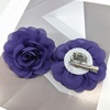 image:imageDainty Chiffon Fabric Flower Small Brooch for Women Elegant 3D Rose Floral Hair Clip Lapel Pins for Dresses Suit Holiday Party Dance Banquet Clothing Accessory Jewelry 85mm Teal BlueDark Purple