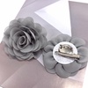 image:imageDainty Chiffon Fabric Flower Small Brooch for Women Elegant 3D Rose Floral Hair Clip Lapel Pins for Dresses Suit Holiday Party Dance Banquet Clothing Accessory Jewelry 85mm Teal BlueGrey