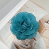 image:imageDainty Chiffon Fabric Flower Small Brooch for Women Elegant 3D Rose Floral Hair Clip Lapel Pins for Dresses Suit Holiday Party Dance Banquet Clothing Accessory Jewelry 85mm Teal BlueTeal Blue