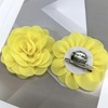 image:imageDainty Chiffon Fabric Flower Small Brooch for Women Elegant 3D Rose Floral Hair Clip Lapel Pins for Dresses Suit Holiday Party Dance Banquet Clothing Accessory Jewelry 85mm Teal BlueYellow