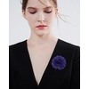 image:imageDainty Chiffon Fabric Flower Small Brooch for Women Elegant 3D Rose Floral Hair Clip Lapel Pins for Dresses Suit Holiday Party Dance Banquet Clothing Accessory Jewelry 85mm Teal BlueDark Purple