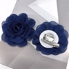 image:imageDainty Chiffon Fabric Flower Small Brooch for Women Elegant 3D Rose Floral Hair Clip Lapel Pins for Dresses Suit Holiday Party Dance Banquet Clothing Accessory Jewelry 85mm Teal BlueNavy Blue
