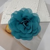 image:imageDainty Chiffon Fabric Flower Small Brooch for Women Elegant 3D Rose Floral Hair Clip Lapel Pins for Dresses Suit Holiday Party Dance Banquet Clothing Accessory Jewelry 85mm Teal BlueTeal Blue