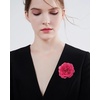 image:imageDainty Chiffon Fabric Flower Small Brooch for Women Elegant 3D Rose Floral Hair Clip Lapel Pins for Dresses Suit Holiday Party Dance Banquet Clothing Accessory Jewelry 85mm Teal BlueHot Pink