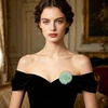 image:imageDainty Chiffon Fabric Flower Small Brooch for Women Elegant 3D Rose Floral Hair Clip Lapel Pins for Dresses Suit Holiday Party Dance Banquet Clothing Accessory Jewelry 85mm Teal BlueMint Green