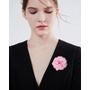 image:imageDainty Chiffon Fabric Flower Small Brooch for Women Elegant 3D Rose Floral Hair Clip Lapel Pins for Dresses Suit Holiday Party Dance Banquet Clothing Accessory Jewelry 85mm Teal BlueLight Pink