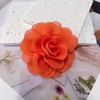 image:imageDainty Chiffon Fabric Flower Small Brooch for Women Elegant 3D Rose Floral Hair Clip Lapel Pins for Dresses Suit Holiday Party Dance Banquet Clothing Accessory Jewelry 85mm Teal BlueOrange
