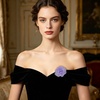 image:imageDainty Chiffon Fabric Flower Small Brooch for Women Elegant 3D Rose Floral Hair Clip Lapel Pins for Dresses Suit Holiday Party Dance Banquet Clothing Accessory Jewelry 85mm Teal BlueLight Purple