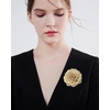 image:imageDainty Chiffon Fabric Flower Small Brooch for Women Elegant 3D Rose Floral Hair Clip Lapel Pins for Dresses Suit Holiday Party Dance Banquet Clothing Accessory Jewelry 85mm Teal BlueKhaki