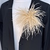 image:imageElegant Extra Large Feather Flower Brooch Pin for Women Men Fashion Oversized Floral Lapel Pins Shawl Dress Suit Suit Ceremony Clothes Accessories Dance Banquet Wedding Party Jewelry 300mmLight Khaki