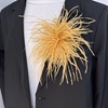 image:imageElegant Extra Large Feather Flower Brooch Pin for Women Men Fashion Oversized Floral Lapel Pins Shawl Dress Suit Suit Ceremony Clothes Accessories Dance Banquet Wedding Party Jewelry 300mmGold
