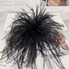 image:imageElegant Extra Large Feather Flower Brooch Pin for Women Men Fashion Oversized Floral Lapel Pins Shawl Dress Suit Suit Ceremony Clothes Accessories Dance Banquet Wedding Party Jewelry 300mmBlack