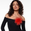 image:imageElegant Extra Large Feather Flower Brooch Pin for Women Men Fashion Oversized Floral Lapel Pins Shawl Dress Suit Suit Ceremony Clothes Accessories Dance Banquet Wedding Party Jewelry 300mmRed
