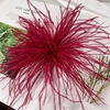 image:imageElegant Extra Large Feather Flower Brooch Pin for Women Men Fashion Oversized Floral Lapel Pins Shawl Dress Suit Suit Ceremony Clothes Accessories Dance Banquet Wedding Party Jewelry 300mmWine Red