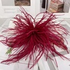 image:imageElegant Extra Large Feather Flower Brooch Pin for Women Men Fashion Oversized Floral Lapel Pins Shawl Dress Suit Suit Ceremony Clothes Accessories Dance Banquet Wedding Party Jewelry 300mmWine Red