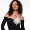 image:imageElegant Extra Large Feather Flower Brooch Pin for Women Men Fashion Oversized Floral Lapel Pins Shawl Dress Suit Suit Ceremony Clothes Accessories Dance Banquet Wedding Party Jewelry 300mmBeige