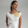 image:imageElegant Extra Large Feather Flower Brooch Pin for Women Men Fashion Oversized Floral Lapel Pins Shawl Dress Suit Suit Ceremony Clothes Accessories Dance Banquet Wedding Party Jewelry 300mmLight Khaki