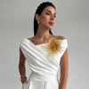 image:imageElegant Extra Large Feather Flower Brooch Pin for Women Men Fashion Oversized Floral Lapel Pins Shawl Dress Suit Suit Ceremony Clothes Accessories Dance Banquet Wedding Party Jewelry 300mmGold