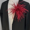 image:imageElegant Extra Large Feather Flower Brooch Pin for Women Men Fashion Oversized Floral Lapel Pins Shawl Dress Suit Suit Ceremony Clothes Accessories Dance Banquet Wedding Party Jewelry 300mmWine Red