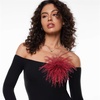 image:imageElegant Extra Large Feather Flower Brooch Pin for Women Men Fashion Oversized Floral Lapel Pins Shawl Dress Suit Suit Ceremony Clothes Accessories Dance Banquet Wedding Party Jewelry 300mmWine Red