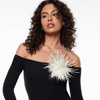 image:imageElegant Extra Large Feather Flower Brooch Pin for Women Men Fashion Oversized Floral Lapel Pins Shawl Dress Suit Suit Ceremony Clothes Accessories Dance Banquet Wedding Party Jewelry 300mmWhite