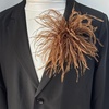 image:imageElegant Extra Large Feather Flower Brooch Pin for Women Men Fashion Oversized Floral Lapel Pins Shawl Dress Suit Suit Ceremony Clothes Accessories Dance Banquet Wedding Party Jewelry 300mmDark Brown