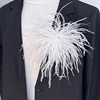 image:imageElegant Extra Large Feather Flower Brooch Pin for Women Men Fashion Oversized Floral Lapel Pins Shawl Dress Suit Suit Ceremony Clothes Accessories Dance Banquet Wedding Party Jewelry 300mmWhite
