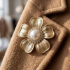 image:imageElegant Flower Crystal Brooch Women Vintage Statement Floral White Pearl Wedding Bridal Bouquet Party Daily AccessoryYellow Gold