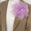 image:imageExaggerated Organza Rose Flower Large Brooch Pin for Women Elegant Fabric Floral Oversized Lapel Pins Dress Banquet Suit Clothes Accessories Wedding Party Fashion Jewelry 190mmPurple