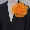 image:imageExaggerated Organza Rose Flower Large Brooch Pin for Women Elegant Fabric Floral Oversized Lapel Pins Dress Banquet Suit Clothes Accessories Wedding Party Fashion Jewelry 190mmOrange
