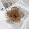 image:imageExaggerated Organza Rose Flower Large Brooch Pin for Women Elegant Fabric Floral Oversized Lapel Pins Dress Banquet Suit Clothes Accessories Wedding Party Fashion Jewelry 190mmBrown