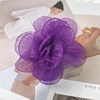 image:imageExaggerated Organza Rose Flower Large Brooch Pin for Women Elegant Fabric Floral Oversized Lapel Pins Dress Banquet Suit Clothes Accessories Wedding Party Fashion Jewelry 190mmDark Purple