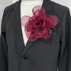 image:imageExaggerated Organza Rose Flower Large Brooch Pin for Women Elegant Fabric Floral Oversized Lapel Pins Dress Banquet Suit Clothes Accessories Wedding Party Fashion Jewelry 190mmWine Red