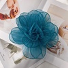 image:imageExaggerated Organza Rose Flower Large Brooch Pin for Women Elegant Fabric Floral Oversized Lapel Pins Dress Banquet Suit Clothes Accessories Wedding Party Fashion Jewelry 190mmPeacock Blue