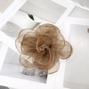 image:imageExaggerated Organza Rose Flower Large Brooch Pin for Women Elegant Fabric Floral Oversized Lapel Pins Dress Banquet Suit Clothes Accessories Wedding Party Fashion Jewelry 190mmBrown