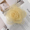 image:imageExaggerated Organza Rose Flower Large Brooch Pin for Women Elegant Fabric Floral Oversized Lapel Pins Dress Banquet Suit Clothes Accessories Wedding Party Fashion Jewelry 190mmYellow