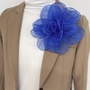 image:imageExaggerated Organza Rose Flower Large Brooch Pin for Women Elegant Fabric Floral Oversized Lapel Pins Dress Banquet Suit Clothes Accessories Wedding Party Fashion Jewelry 190mmBlue