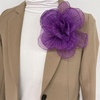 image:imageExaggerated Organza Rose Flower Large Brooch Pin for Women Elegant Fabric Floral Oversized Lapel Pins Dress Banquet Suit Clothes Accessories Wedding Party Fashion Jewelry 190mmDark Purple