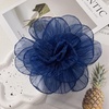 image:imageExaggerated Organza Rose Flower Large Brooch Pin for Women Elegant Fabric Floral Oversized Lapel Pins Dress Banquet Suit Clothes Accessories Wedding Party Fashion Jewelry 190mmDark Blue