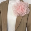 image:imageExaggerated Organza Rose Flower Large Brooch Pin for Women Elegant Fabric Floral Oversized Lapel Pins Dress Banquet Suit Clothes Accessories Wedding Party Fashion Jewelry 190mmPink