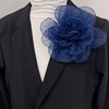 image:imageExaggerated Organza Rose Flower Large Brooch Pin for Women Elegant Fabric Floral Oversized Lapel Pins Dress Banquet Suit Clothes Accessories Wedding Party Fashion Jewelry 190mmDark Blue