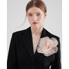 image:imageExaggerated Organza Rose Flower Large Brooch Pin for Women Elegant Fabric Floral Oversized Lapel Pins Dress Banquet Suit Clothes Accessories Wedding Party Fashion Jewelry 190mmPink